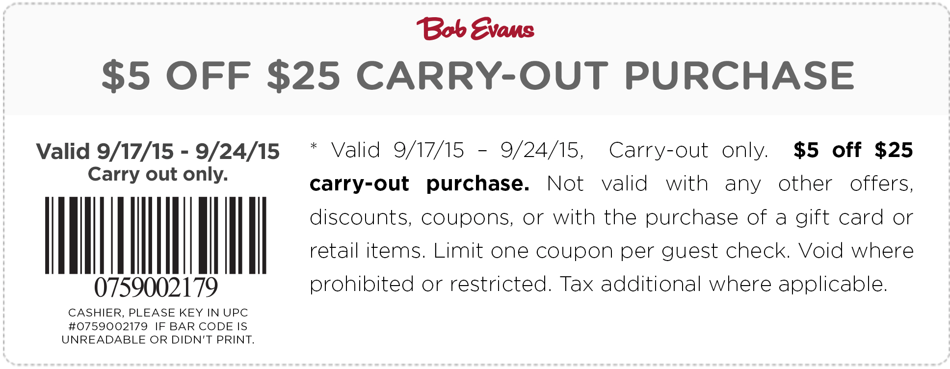 Bob Evans Coupon April 2024 $5 off $25 on takeout from Bob Evans restaurants