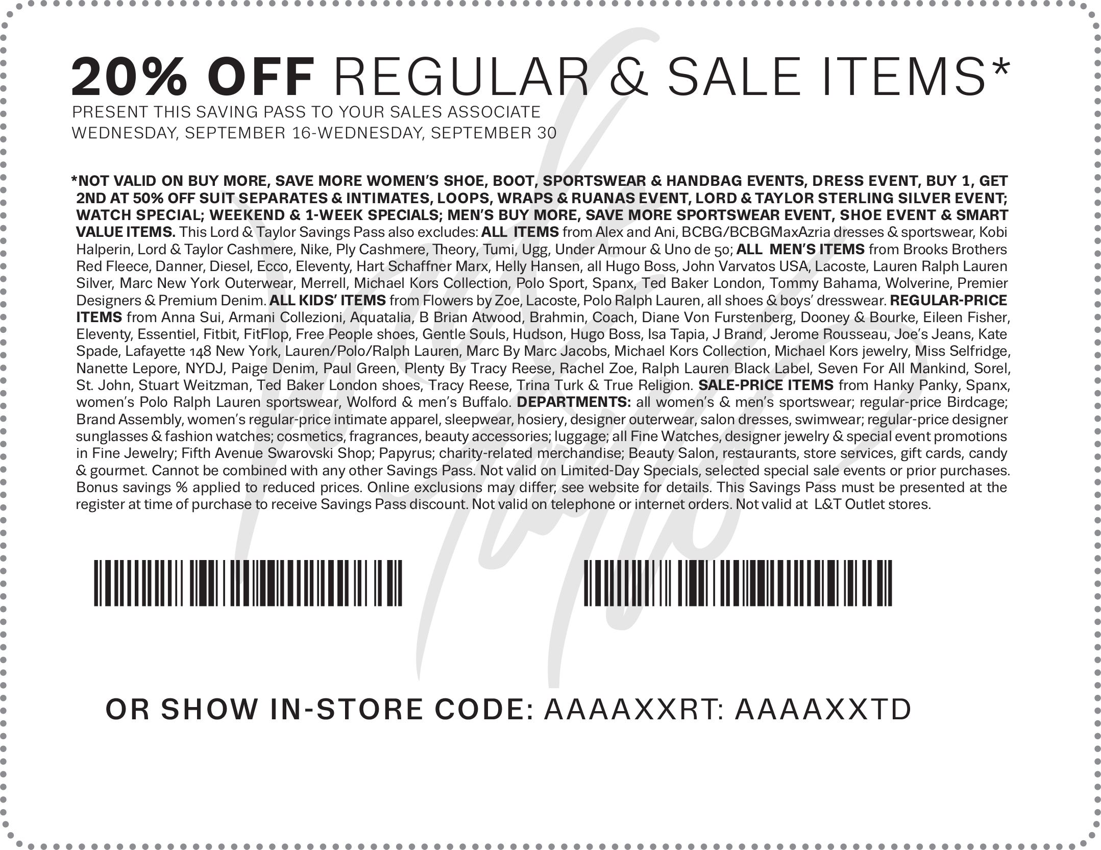 Lord & Taylor Coupon April 2024 20% off at Lord & Taylor, or online via promo code EXTRA