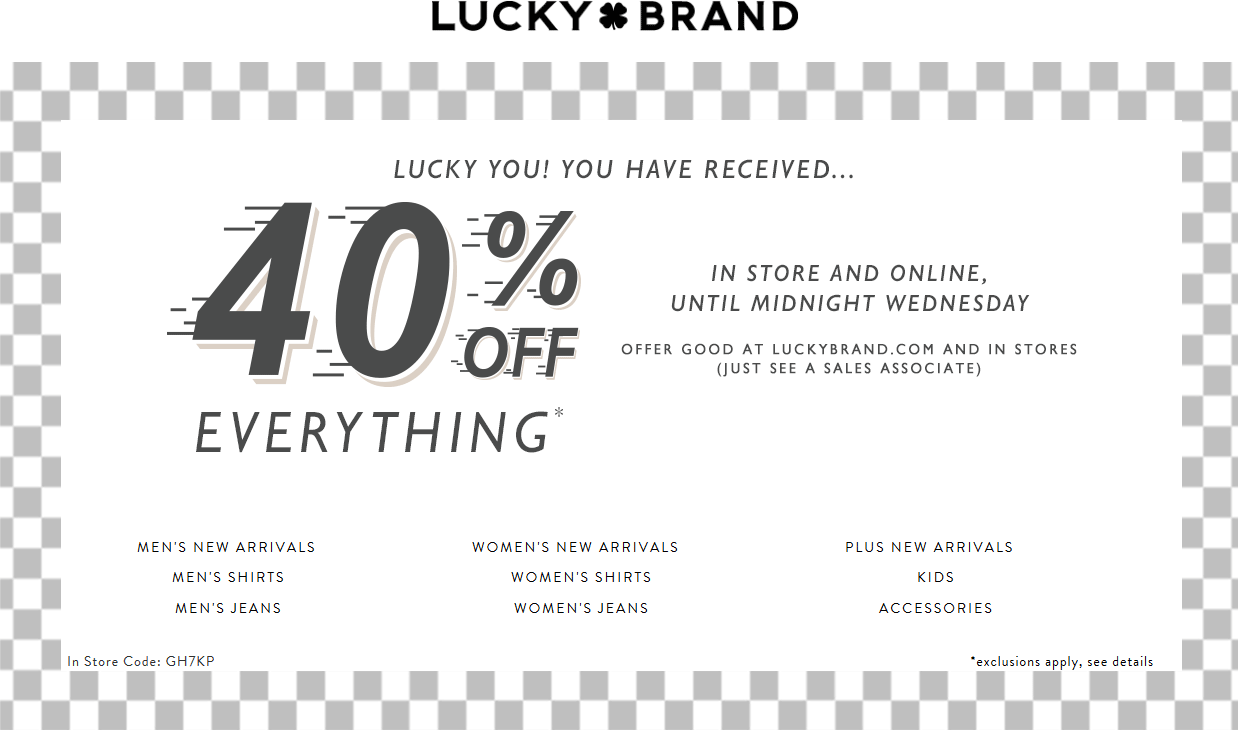 Lucky Brand coupons & promo code for [May 2024]