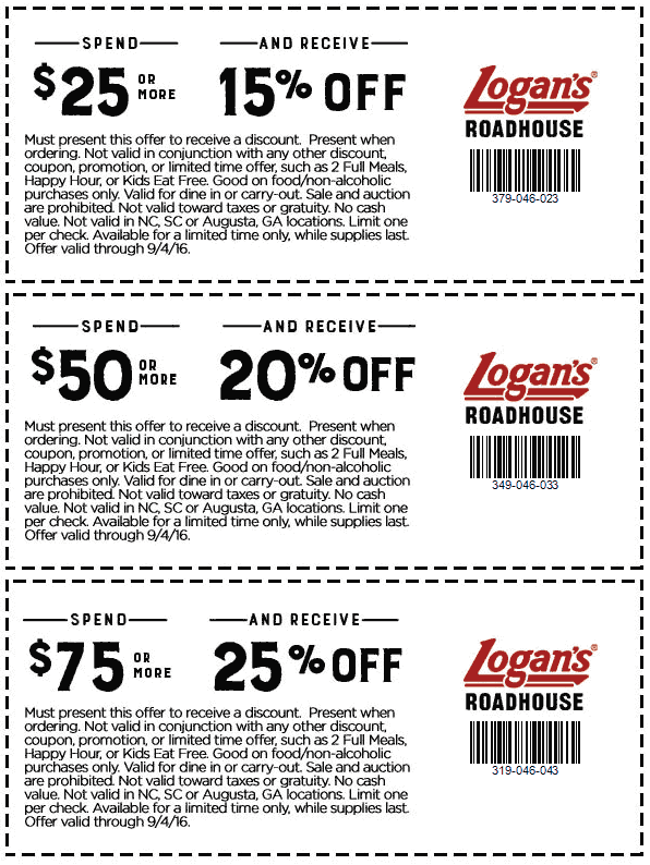 Logans Roadhouse Coupon March 2024 15-25% off $25+ at Logans Roadhouse restaurants