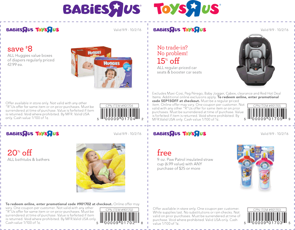 Babies R Us Coupon April 2024 $8 off diapers & more at Babies R Us & Toys R Us