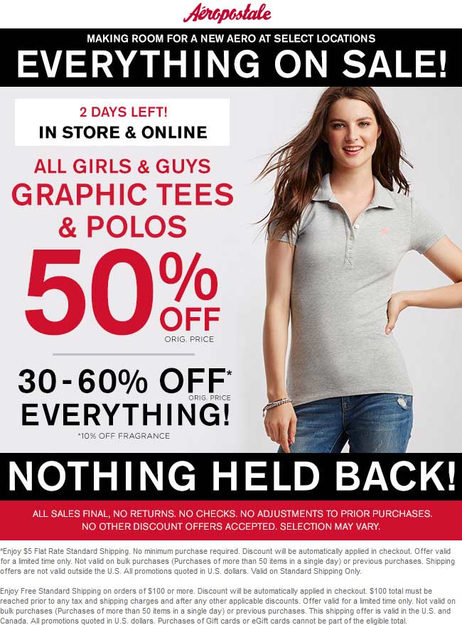 Aeropostale Coupon April 2024 30-60% off everything at Aeropostale, ditto online