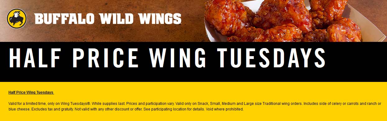 Buffalo Wild Wings coupons & promo code for [April 2024]