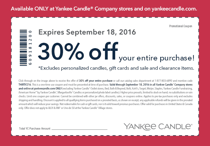 Yankee Candle Coupon April 2024 30% off everything at Yankee Candle, or online via promo code THIRTY216