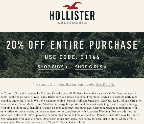 hollister coupon 20