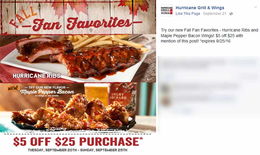 Hurricane Grill & Wings Coupon March 2024 $5 off $25 at Hurricane Grill & Wings restaurants