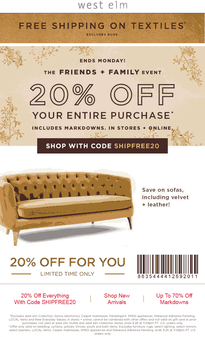 West Elm coupons & promo code for [April 2024]