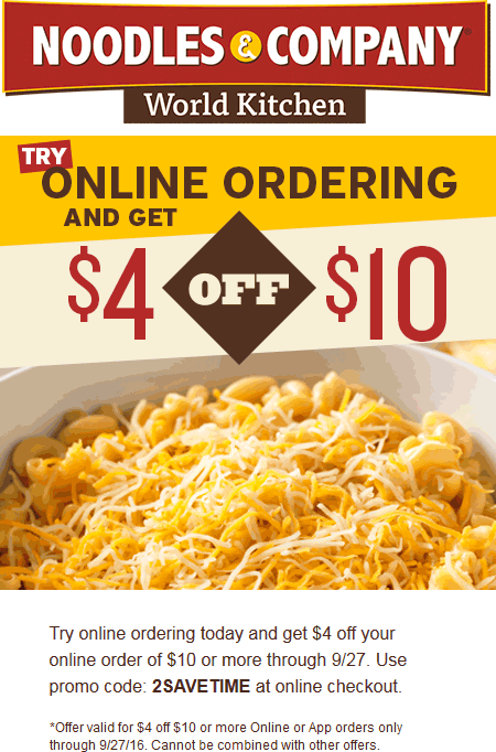 Noodles & Company coupons & promo code for [May 2024]