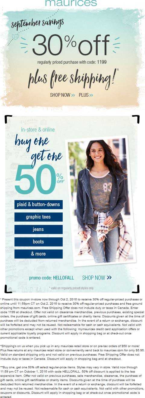 Maurices November 2020 Coupons and Promo Codes
