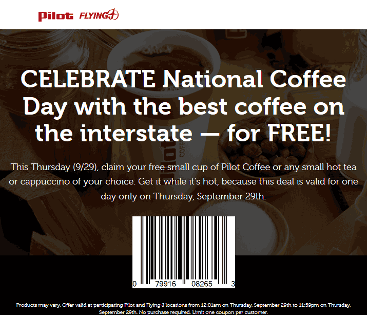 Pilot Coupon March 2024 Free coffee Thursday at Pilot & Flying J gas stations