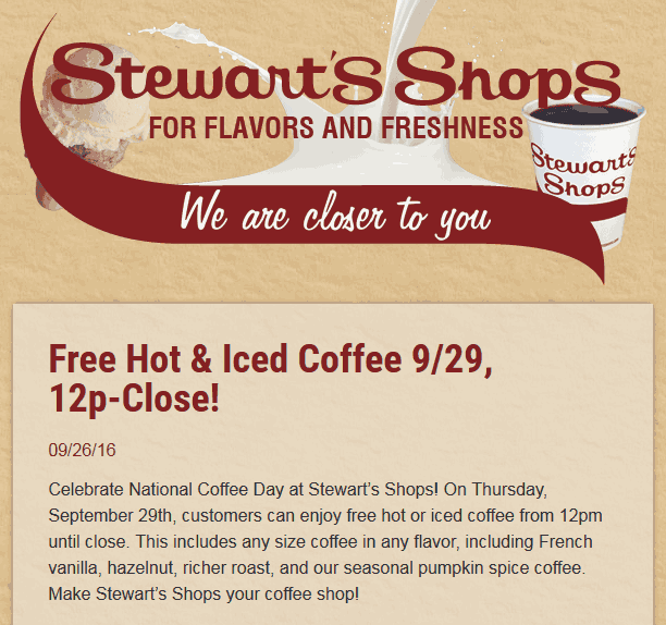 Stewarts Shops Coupon April 2024 Free coffee Thursday at Stewarts Shops