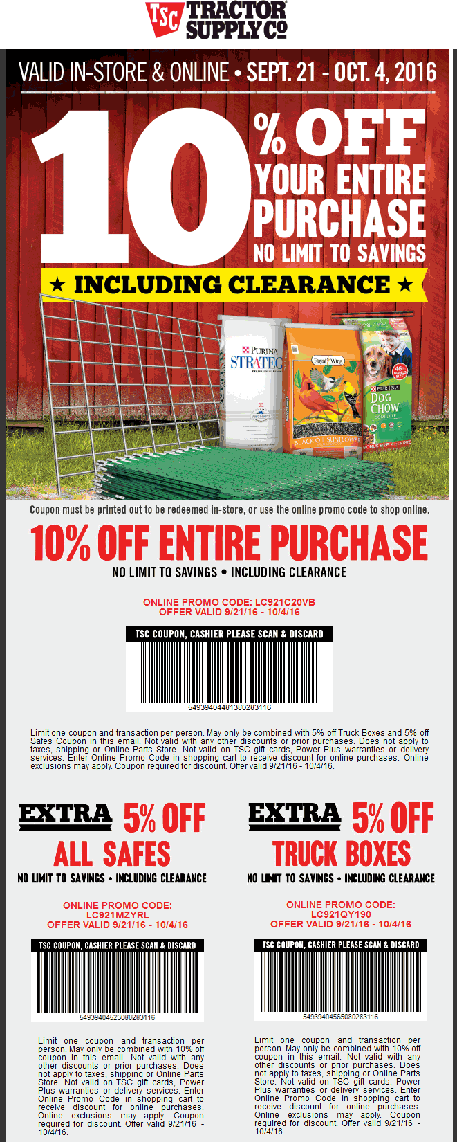 Tractor Supply Co Coupon April 2024 10% off at Tractor Supply Co, or online via promo code LC921C20VB