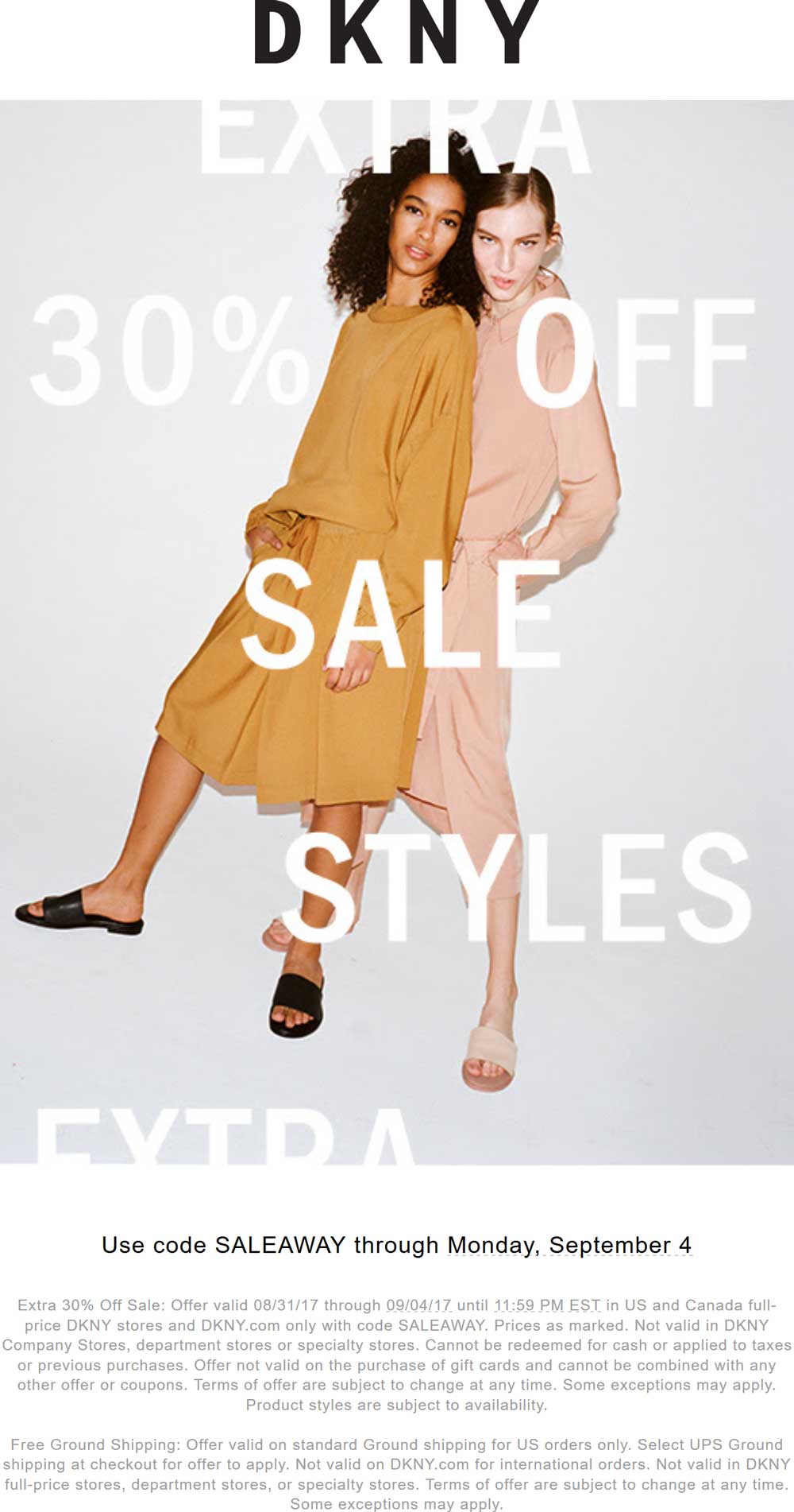 DKNY Coupon April 2024 Extra 30% off sale items at DKNY, or online via promo code SALEAWAY