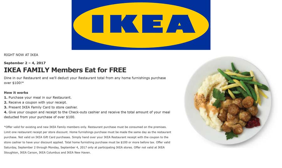 IKEA Coupon April 2024 Spend $100 & eat for free at IKEA furniture