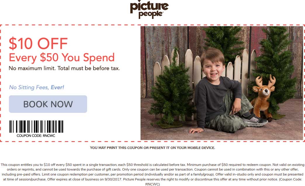 Picture People Coupon April 2024 $10 off every $50 at Picture People