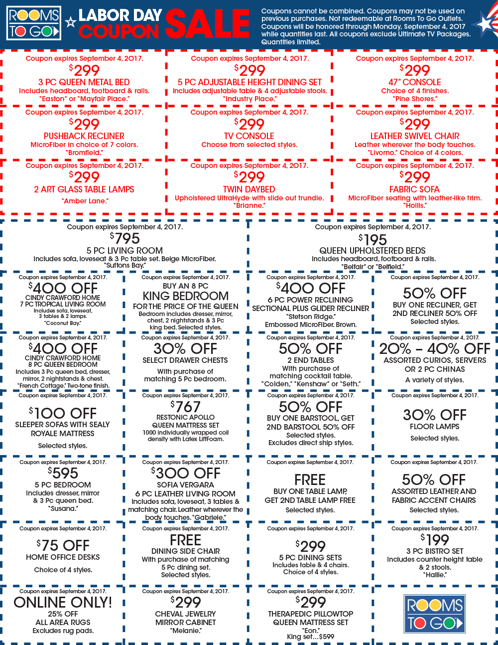 Rooms To Go Coupons - Various furniture coupons going on today at Rooms ...