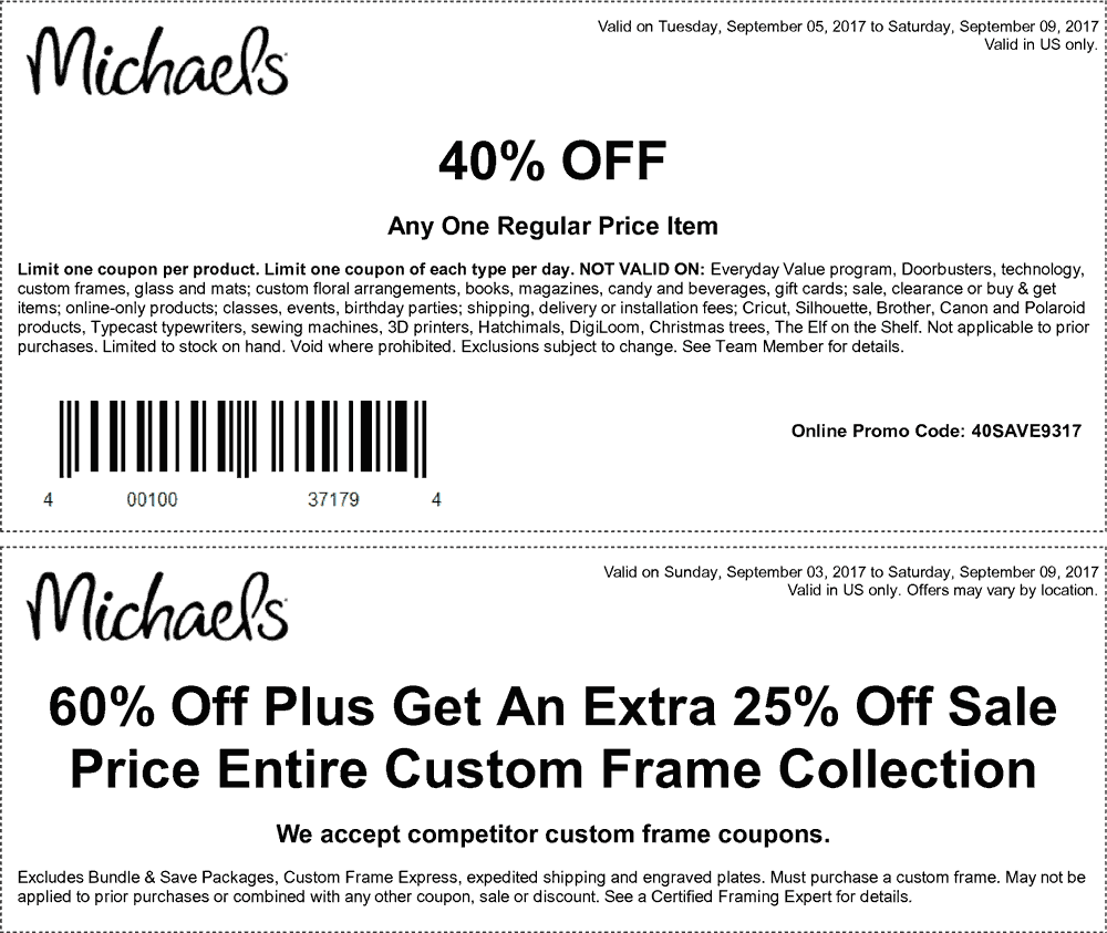 michaels framing coupon