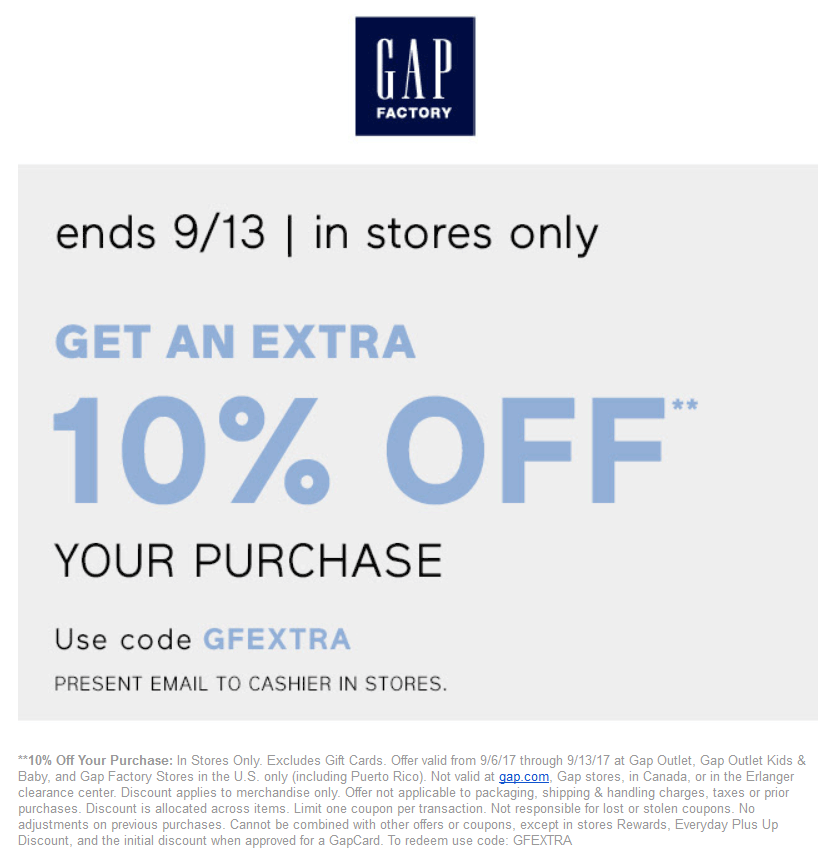 Gap Factory July 2020 Coupons and Promo Codes 🛒