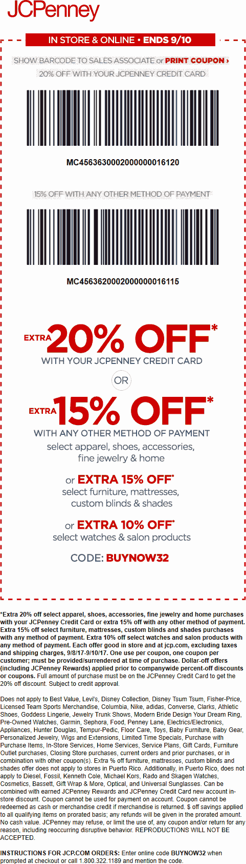 JCPenney Coupon April 2024 Extra 15% off at JCPenney, or online via promo code BUYNOW32 & 25% off $100 via SHOP34