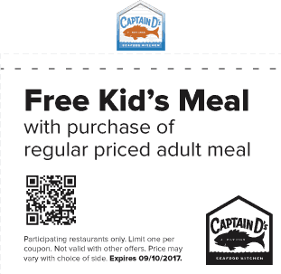 Captain Ds Coupon April 2024 Free kids meal with yours at Captain Ds