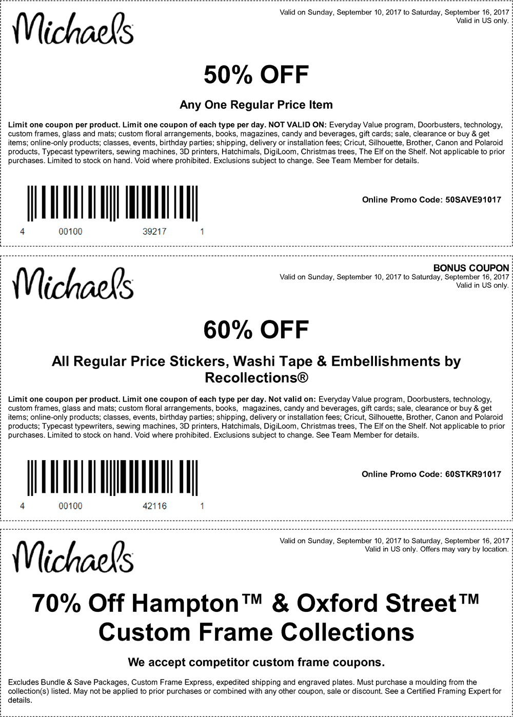 Michaels Coupon May 2024 50% off a single item at Michaels, or online via promo code 50SAVE91017