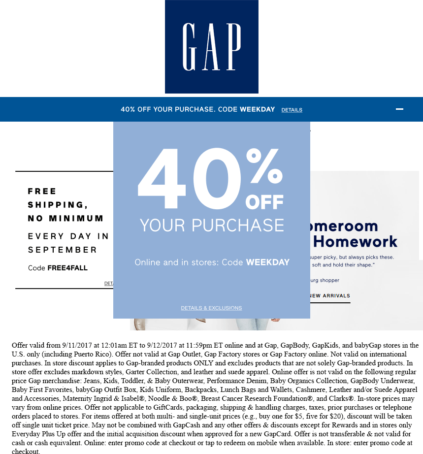 gap factory free shipping promo code