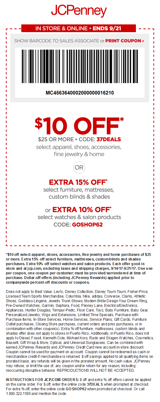 JCPenney Coupon March 2024 $10 off $25 at JCPenney, or online via promo code 37DEALS