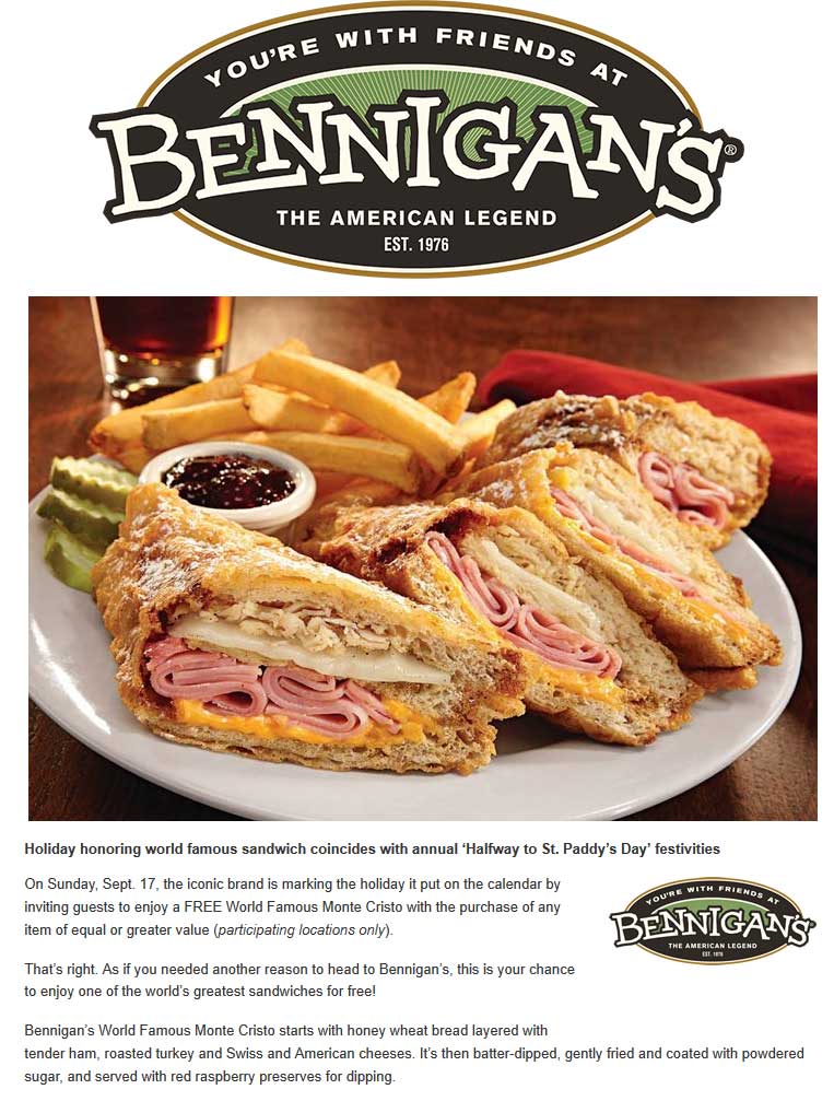 Bennigans coupons & promo code for [May 2024]