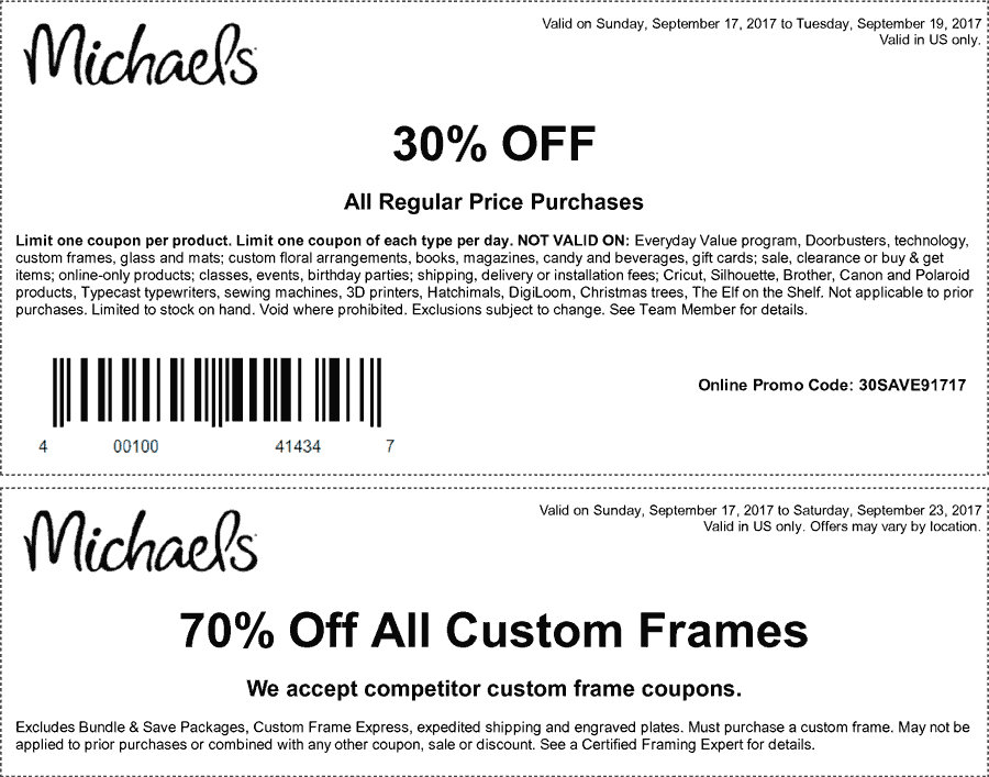 Michaels Coupon April 2024 30% off the tab at Michaels, or online via promo code 30SAVE91717