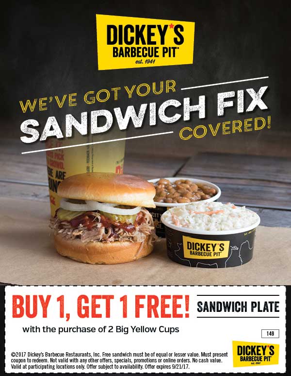 Dickeys Barbecue Pit coupons & promo code for [April 2024]