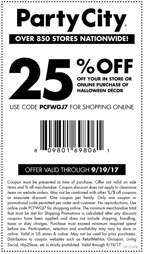 Party City Coupon April 2024 25% off today at Party City, or online via promo code PCFWGJ7