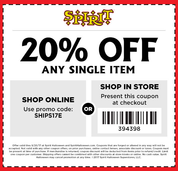 Spirit Halloween coupons & promo code for [March 2024]