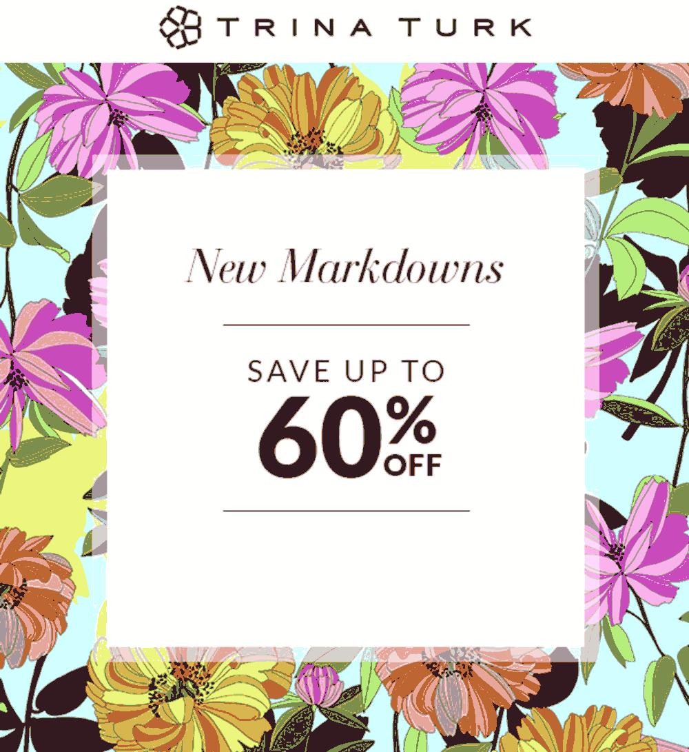 Trina Turk Coupon April 2024 60% off markdowns at Trina Turk, ditto online