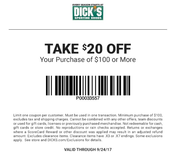 Dicks Coupon April 2024 $20 off $100 at Dicks sporting goods