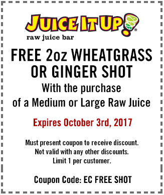 Juice It Up Coupon April 2024 Free shot with your juice at Juice It Up