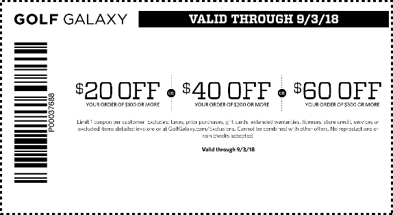 Golf Galaxy Coupon April 2024 $20 off $100 & more at Golf Galaxy, or online via promo code GGSAVE18