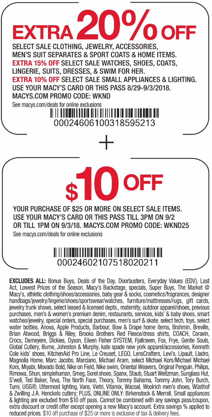 Macys Coupon April 2024 Extra 20% off at Macys, or online via promo code WKND