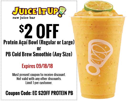 Juice It Up Coupon March 2024 $2 off a bowl or smoothie at Juice It Up restaurants