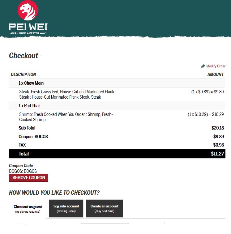 Pei Wei coupons & promo code for [April 2024]