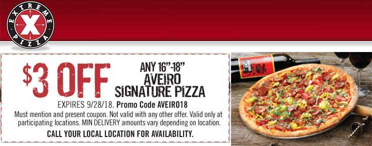 Extreme Pizza Coupon April 2024 $3 off signature pizza at Extreme Pizza