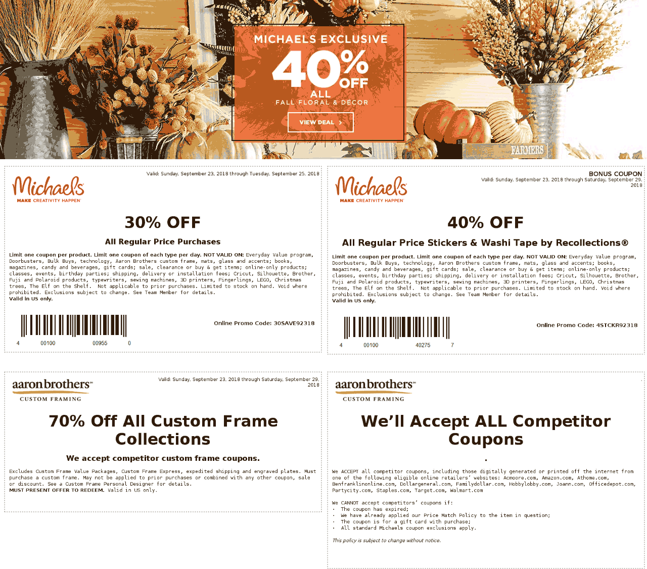 Michaels Coupon April 2024 30% off at Michaels, or online via promo code 30SAVE92318