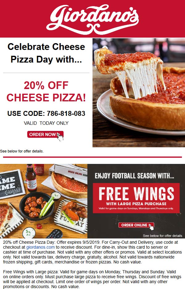 Giordanos coupons & promo code for [October 2022]