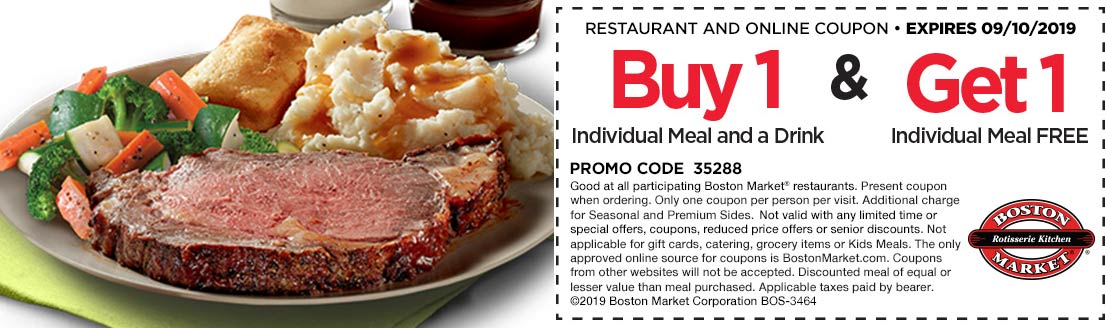 Boston Market coupons & promo code for [September 2022]