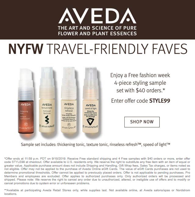 Aveda coupons & promo code for [January 2022]