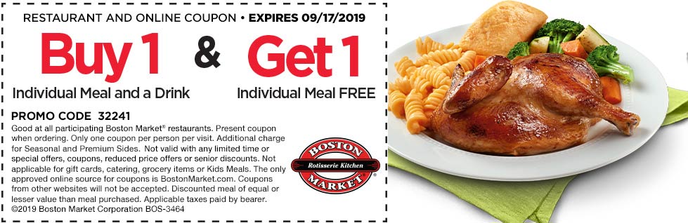 Boston Market coupons & promo code for [January 2022]