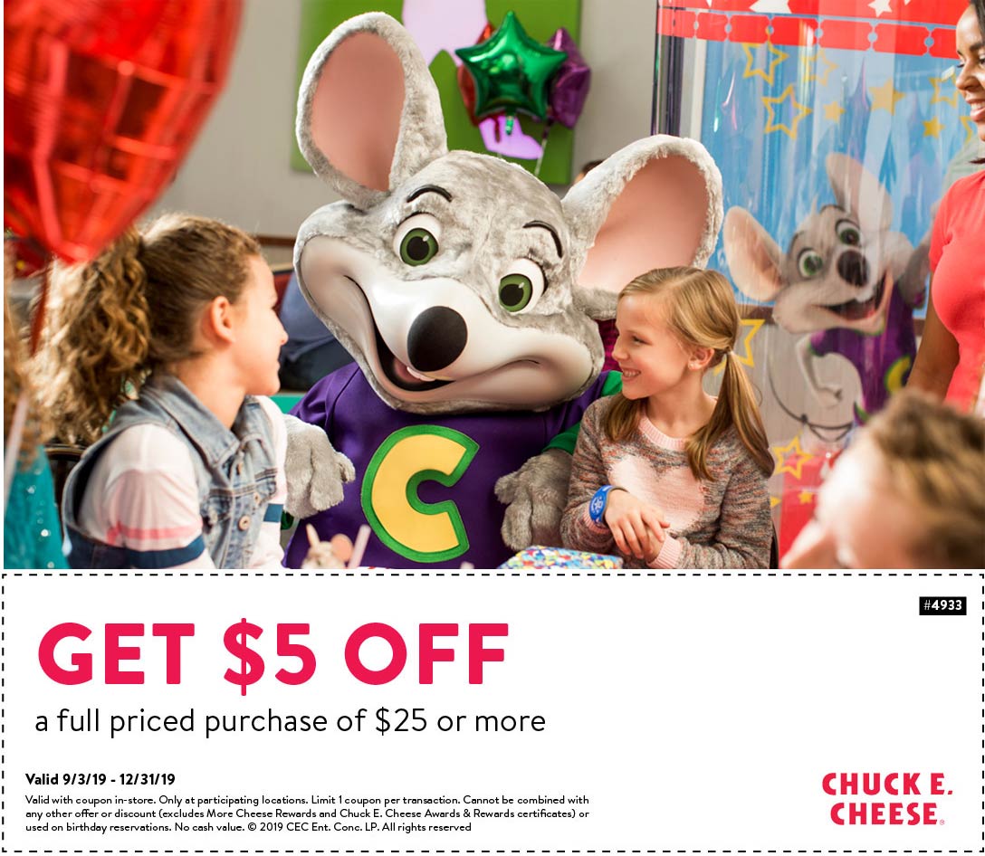 Chuck E. Cheese coupons & promo code for [May 2022]