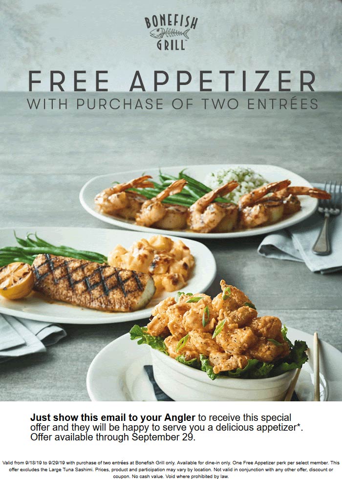 Bonefish Grill coupons & promo code for [February 2023]