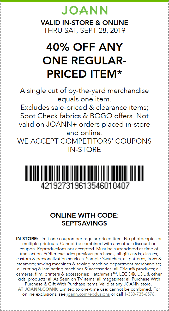 Joann coupons & promo code for [September 2022]