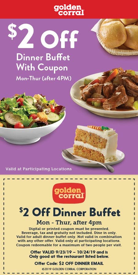 Golden Corral Coupons Sep 2019