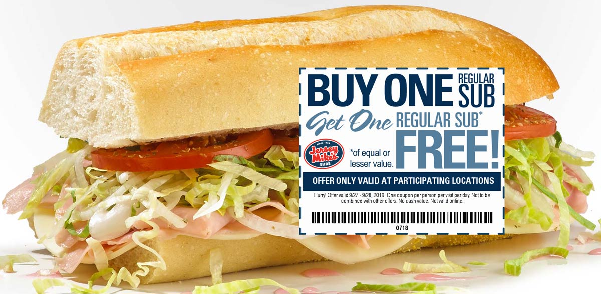 Jersey Mikes coupons & promo code for [January 2022]
